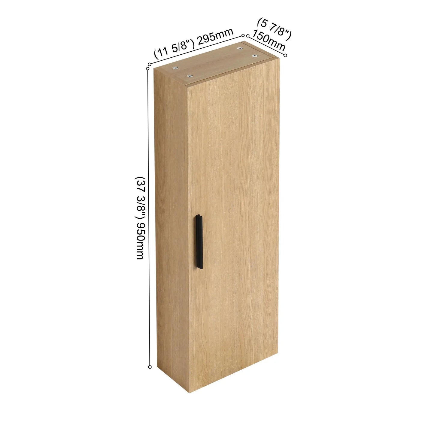 Tall Floating Bathroom Side Cabinet light oak wall-mounted single-door linen cabinet Unique Piece on Tampa Home & Garden Store
