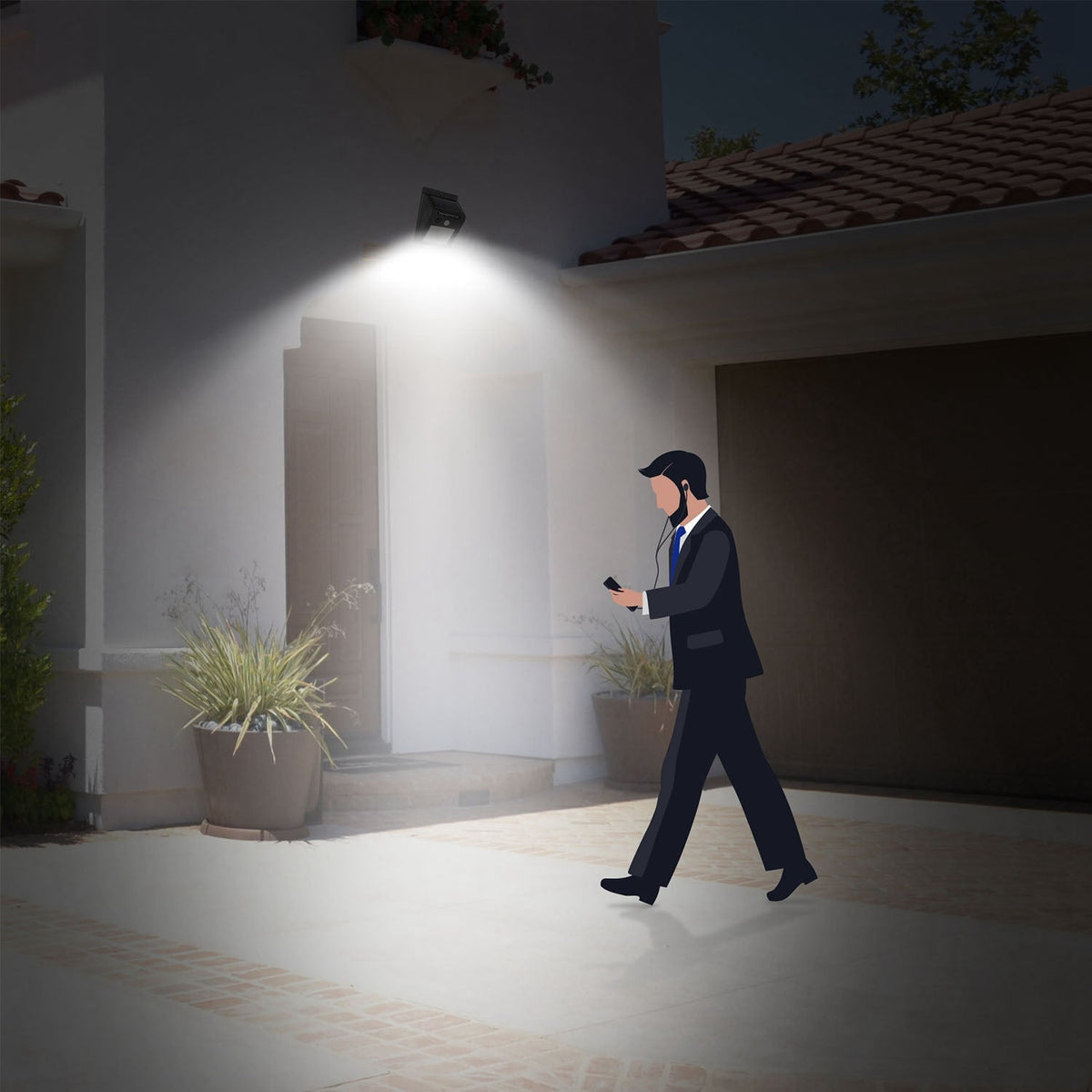 Solar LED outdoor security light, 20 LEDs, PIR motion sensor, IP65 waterproof, 120° sensing on Tampa Home & Garden Store