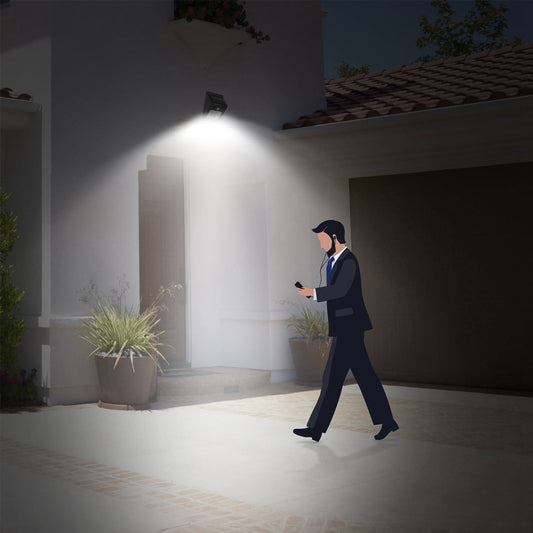 Solar LED outdoor security light, 20 LEDs, PIR motion sensor, IP65 waterproof, 120° sensing on Tampa Home & Garden Store