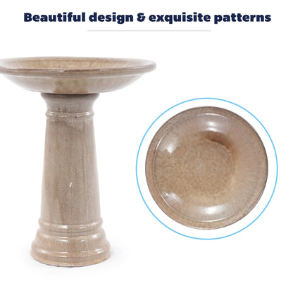 Vintage Khaki Ceramic Bird Bath and Garden