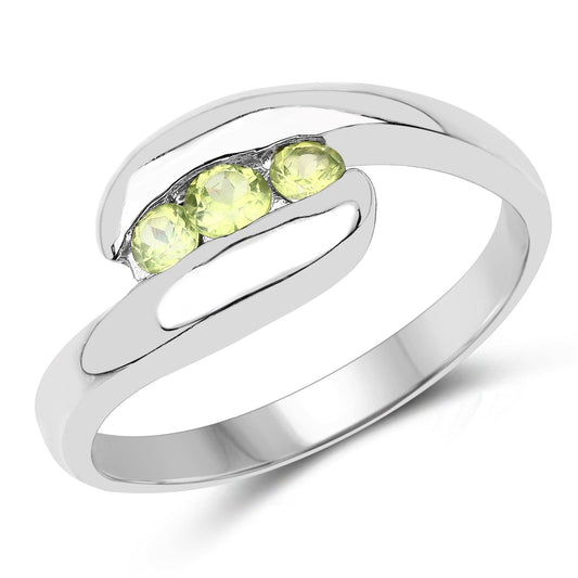 Sterling silver ring with three yellow-green peridot stones, 0.56ct, by Bids.com on Tampa Home & Garden Store