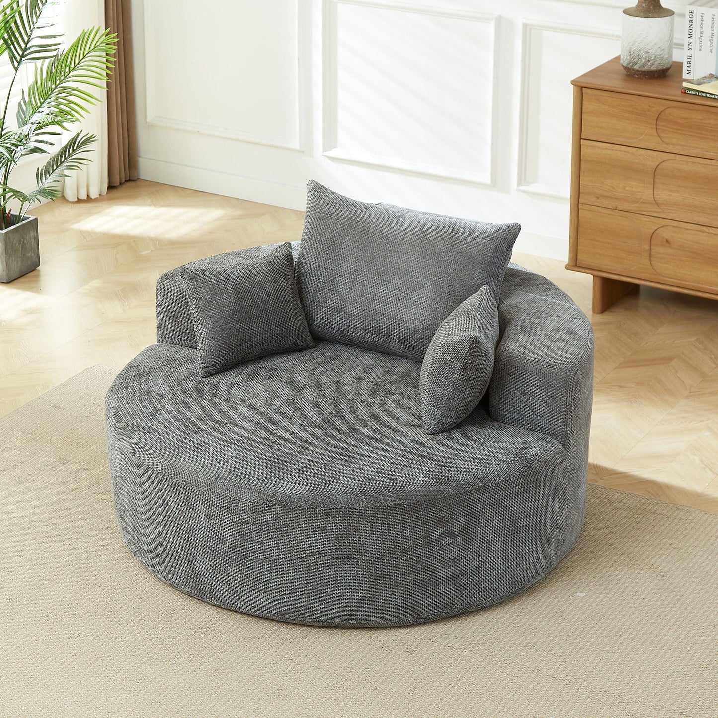 Gray Chenille Sleeper Chair for Living Room