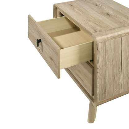 Mid-Century Nightstand and Two Drawers Beige