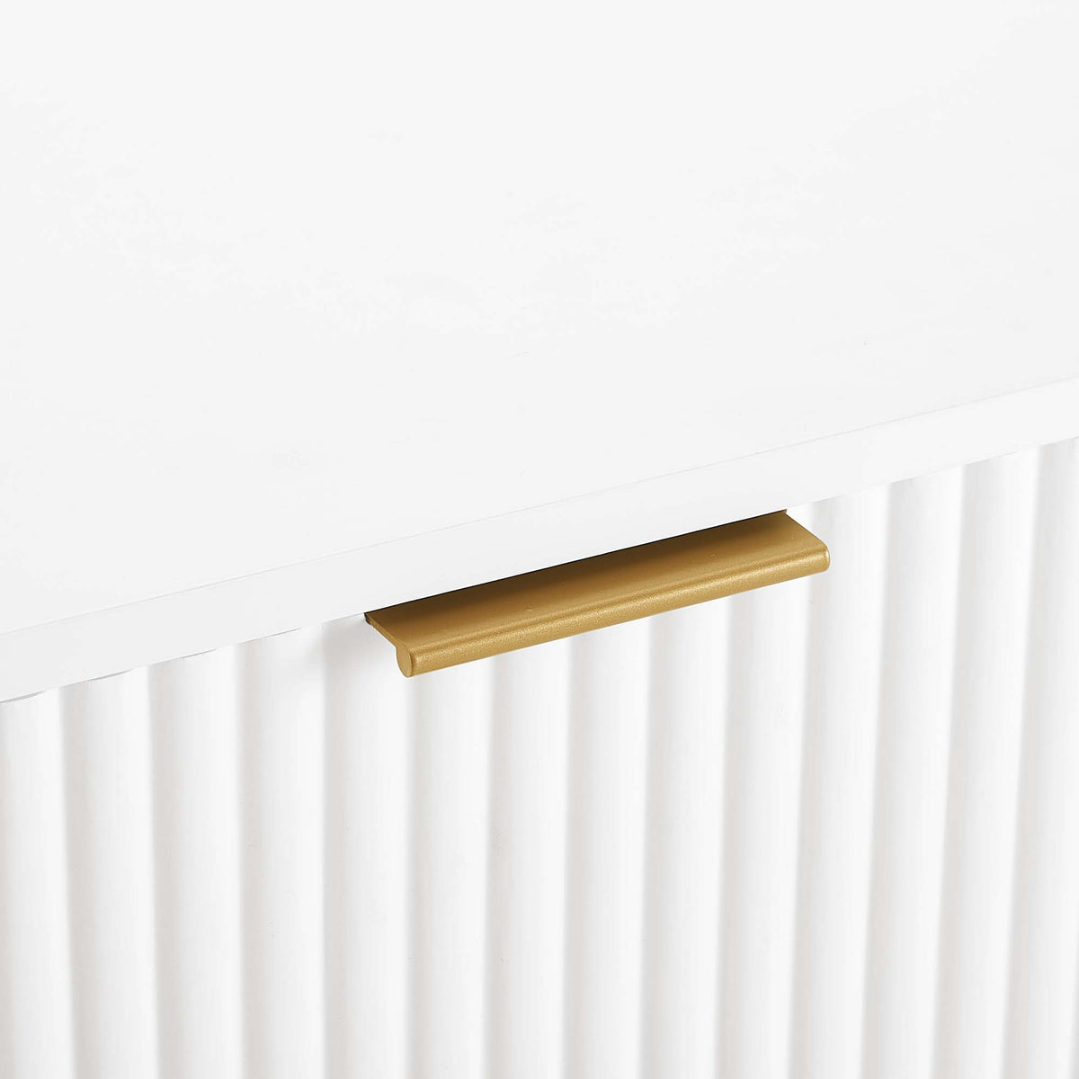 Dumbo Nightstand with 2 Drawers and Fluted Fronts in white, gold pull by HouseOfZazla on Tampa Home & Garden Store