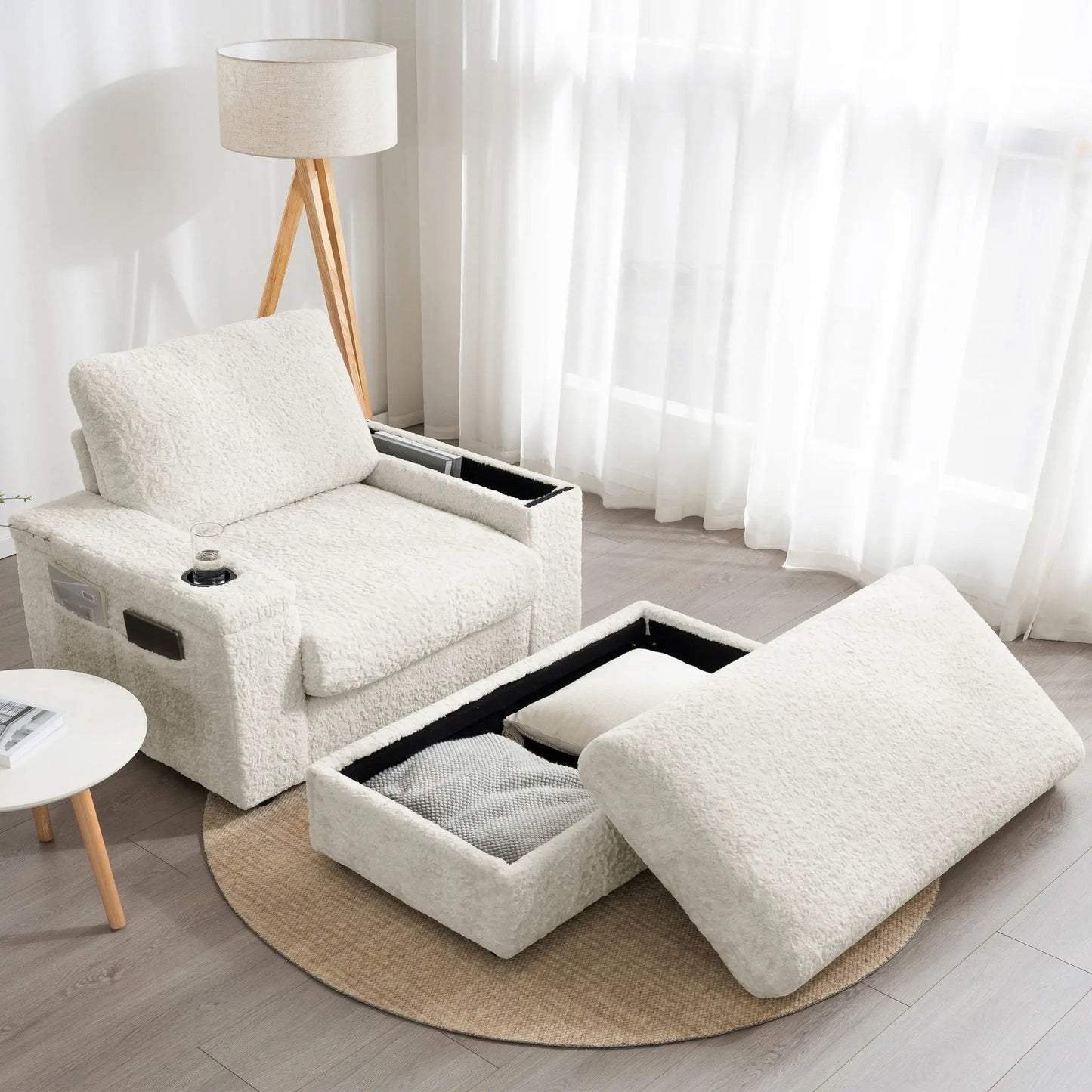 Oversized Chaise Lounge Rabbit Fur Sofa Bed