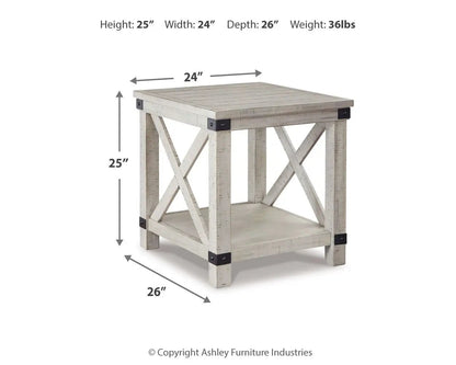 Carynhurst End Table, whitewash wood with X-brace sides, shelf, Unique Piece Furniture on Tampa Home & Garden Store
