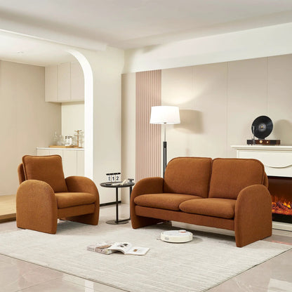 Loveseat sofa set in warm brown sherpa fabric, 3-piece Unique Piece Furniture display on Tampa Home & Garden Store