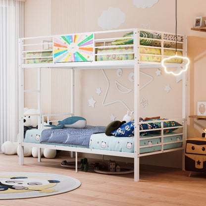 White bunk bed by HouseOfZazla, convertible to two twin beds with guardrails and ladder on Tampa Home & Garden Store