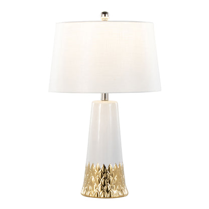 Penelope contemporary table lamp body by HouseOfZazla with white shade and gold patterned base on Tampa Home & Garden Store