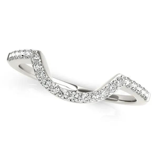 14k white gold curved diamond wedding band with pavé diamonds, 1/3 cttw, by Bids.com on Tampa Home & Garden Store