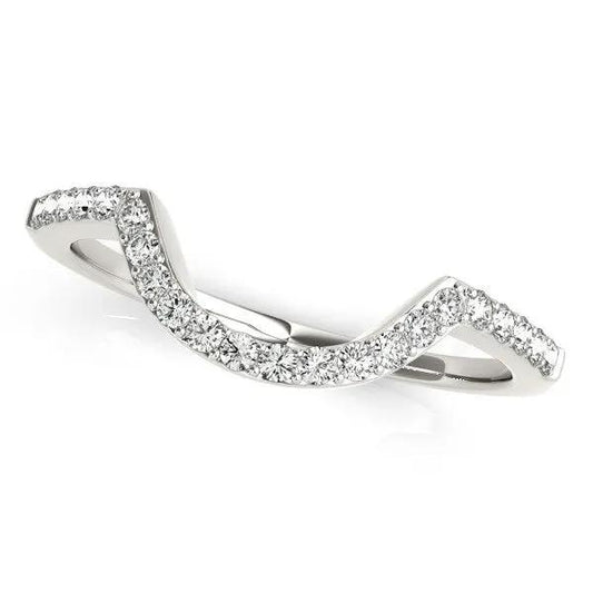 14k white gold curved diamond wedding band with pavé diamonds, 1/3 cttw, by Bids.com on Tampa Home & Garden Store