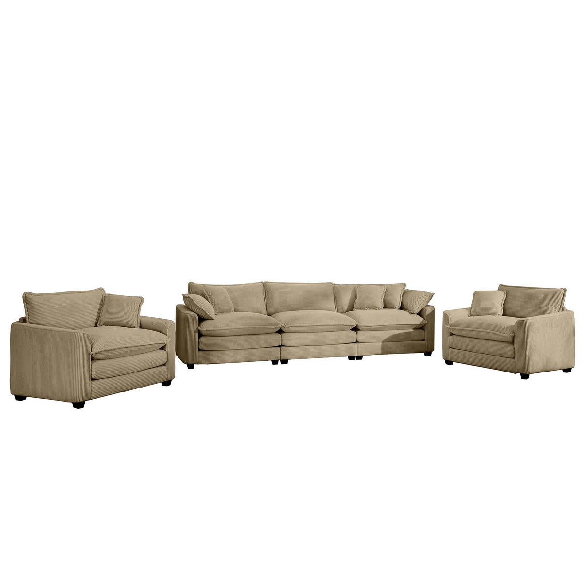 Elegant Oversized Sectional Sofa Set by HouseOfZazla beige fabric cushions 3pc modular on Tampa Home & Garden Store