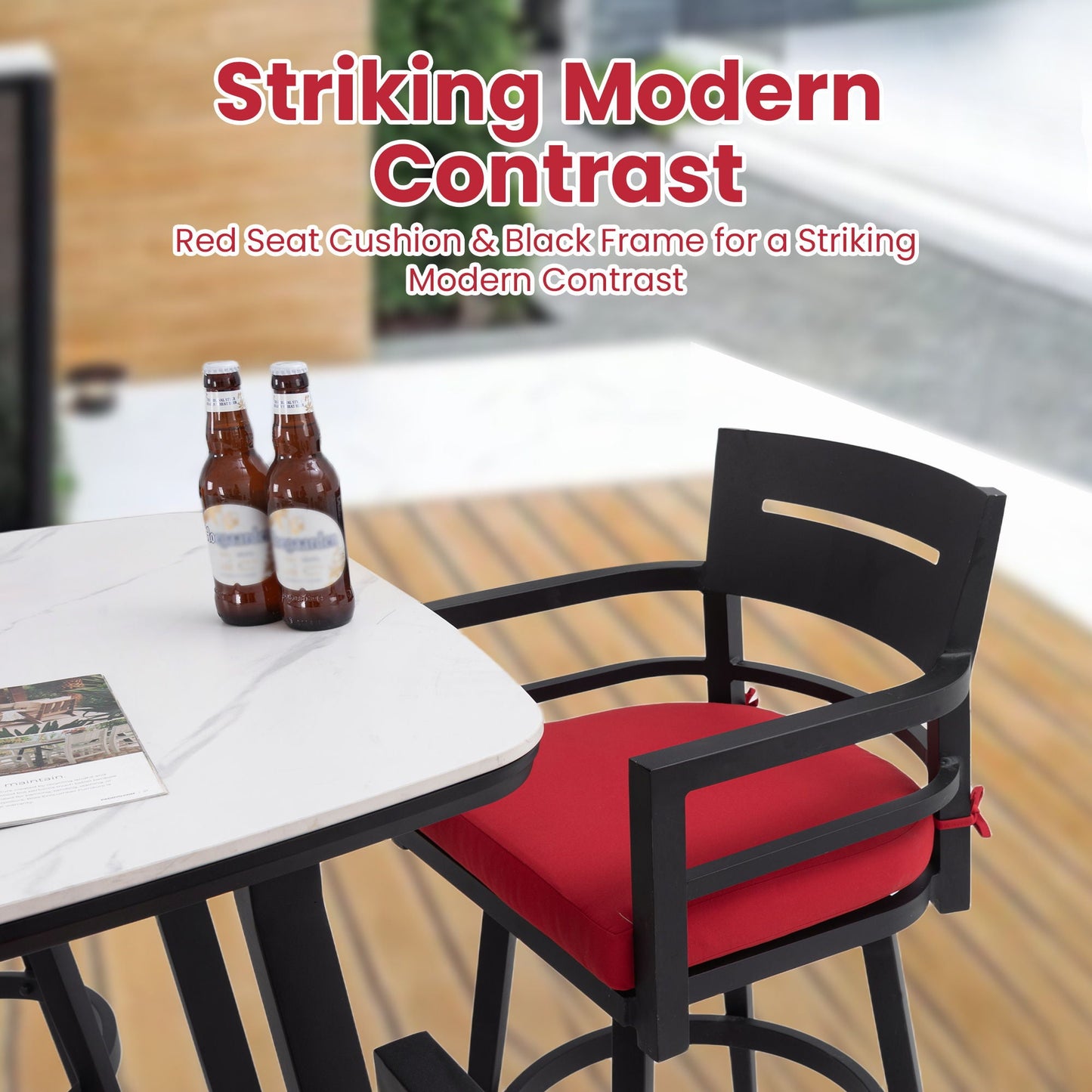 Outdoor Patio Bar Set And Sintered Stone Table