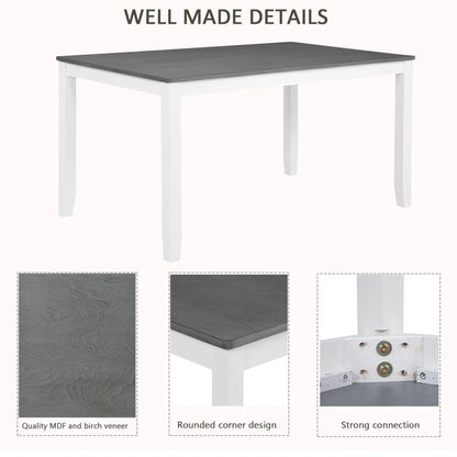 Rectangular dining table with gray top and white legs, 6-piece set by Unique Piece Furniture on Tampa Home & Garden Store