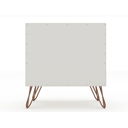 2 Drawer Nightstand beige with durable splayed metal legs by HouseOfZazla on Tampa Home & Garden Store