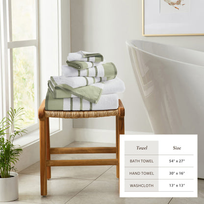 Soft Cotton Bath Towel Set and Stripe Detail
