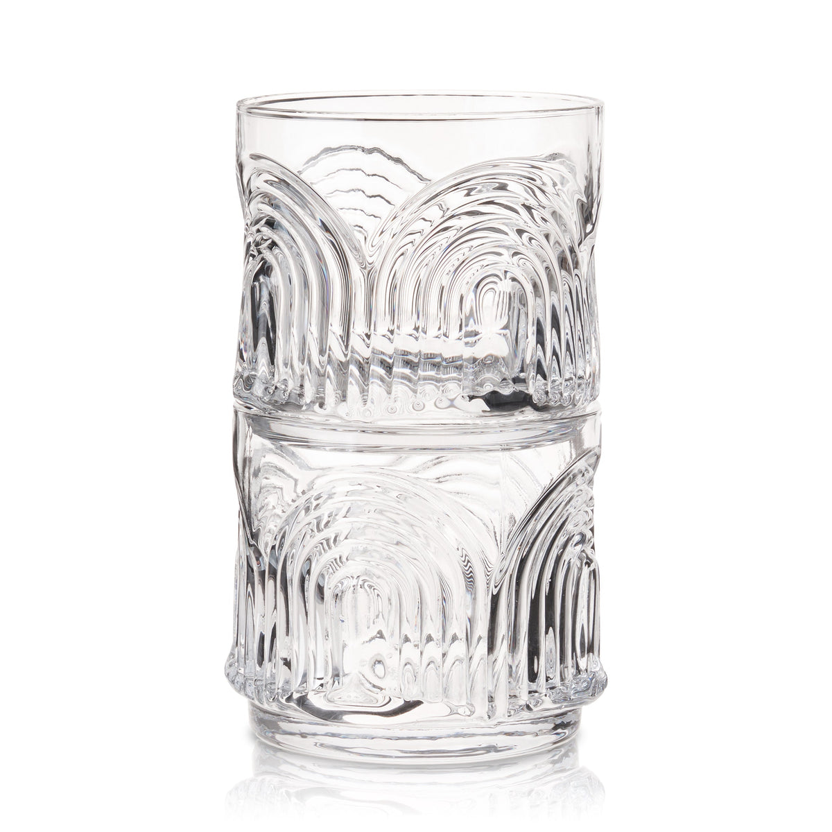 Beau Crystal Lowball Tumblers, set of 2 by Viski, clear crystal stemless cocktail glasses swirl on Tampa Home & Garden Store