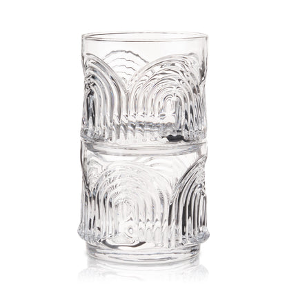 Beau Crystal Lowball Tumblers, set of 2 by Viski, clear crystal stemless cocktail glasses swirl on Tampa Home & Garden Store