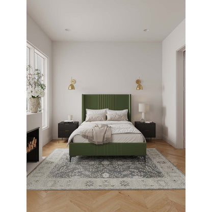 Promenade bed with green upholstered headboard and slatted base by HouseOfZazla on Tampa Home & Garden Store
