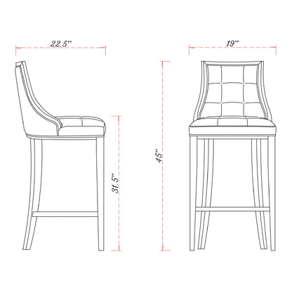 White Bar Height Stool with Solid Wood Frame, tufted back, HouseOfZazla, 28–30 in tall on Tampa Home & Garden Store