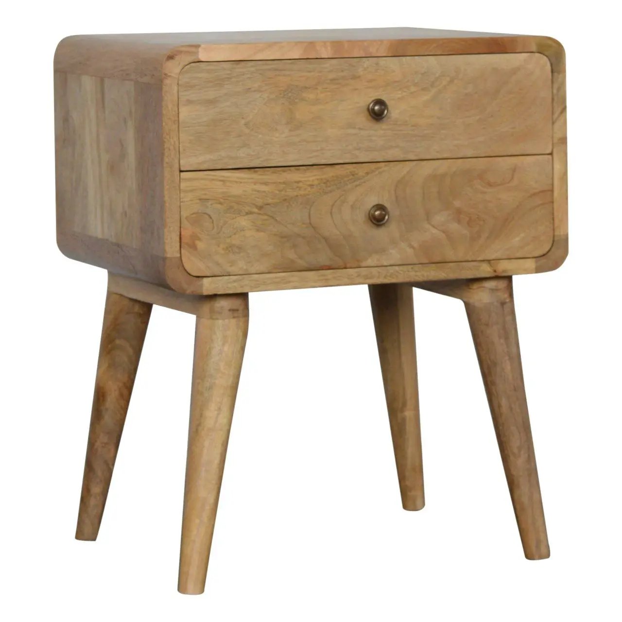 Curved Nightstand from Unique Piece Furniture, 2-drawer accent table in natural wood on Tampa Home & Garden Store