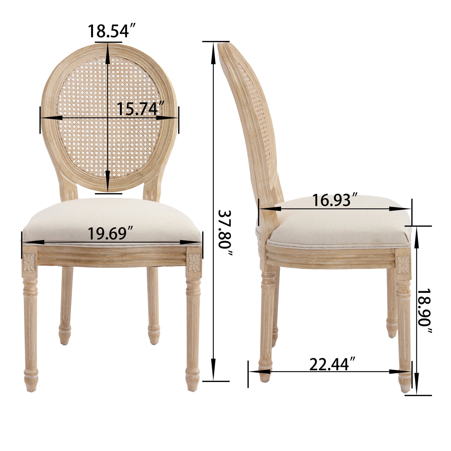 French country dining chairs set of 2 with upholstered seats and rattan back by HouseOfZazla on Tampa Home & Garden Store