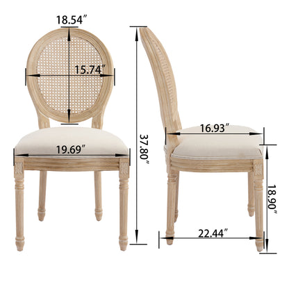 French country dining chairs set of 2 with upholstered seats and rattan back by HouseOfZazla on Tampa Home & Garden Store