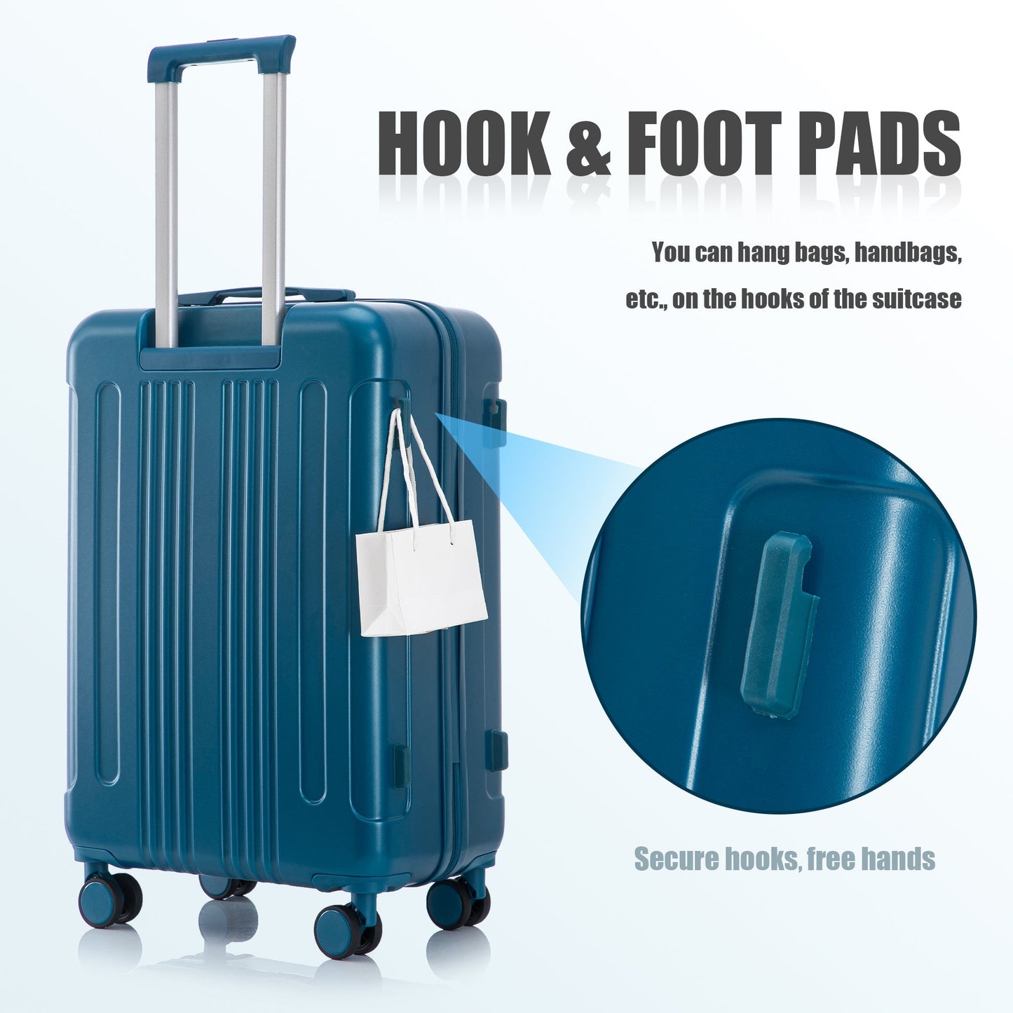 3-piece ABS spinner luggage set in dark blue with 20/24/28 in sizes by HouseOfZazla on Tampa Home & Garden Store
