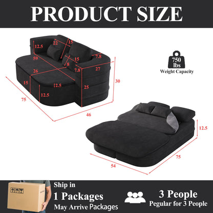 Foldable Sofa Bed with a Multi Functional Blanket