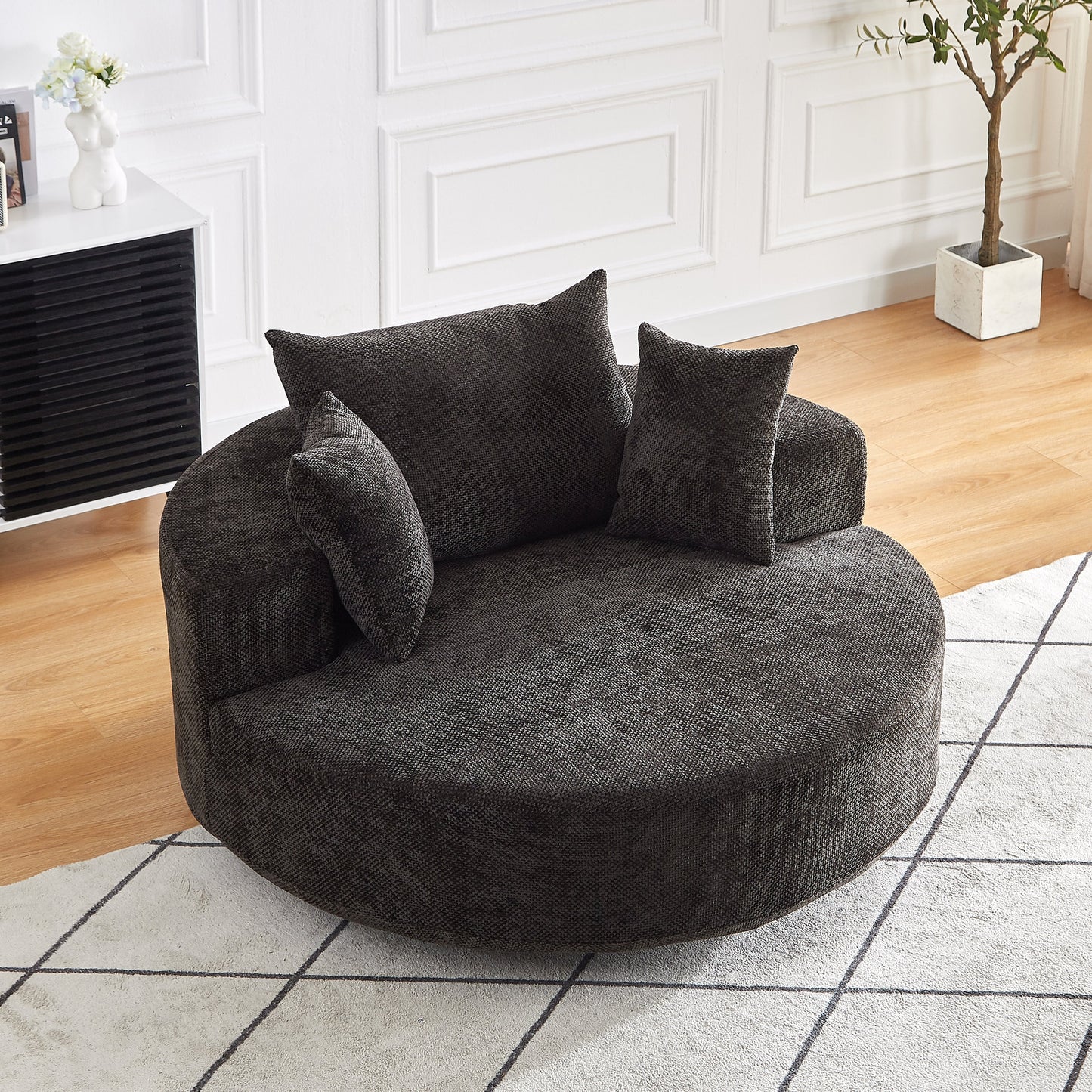 55'' Chenille Foam Single Swivel Chair dark gray upholstery HouseOfZazla on Tampa Home & Garden Store