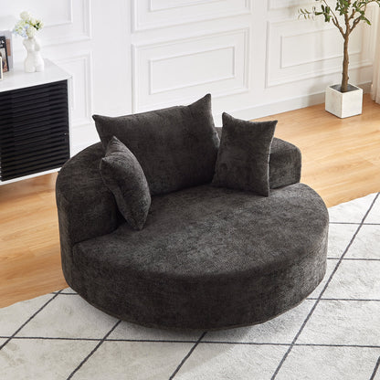 55'' Chenille Foam Single Swivel Chair dark gray upholstery HouseOfZazla on Tampa Home & Garden Store