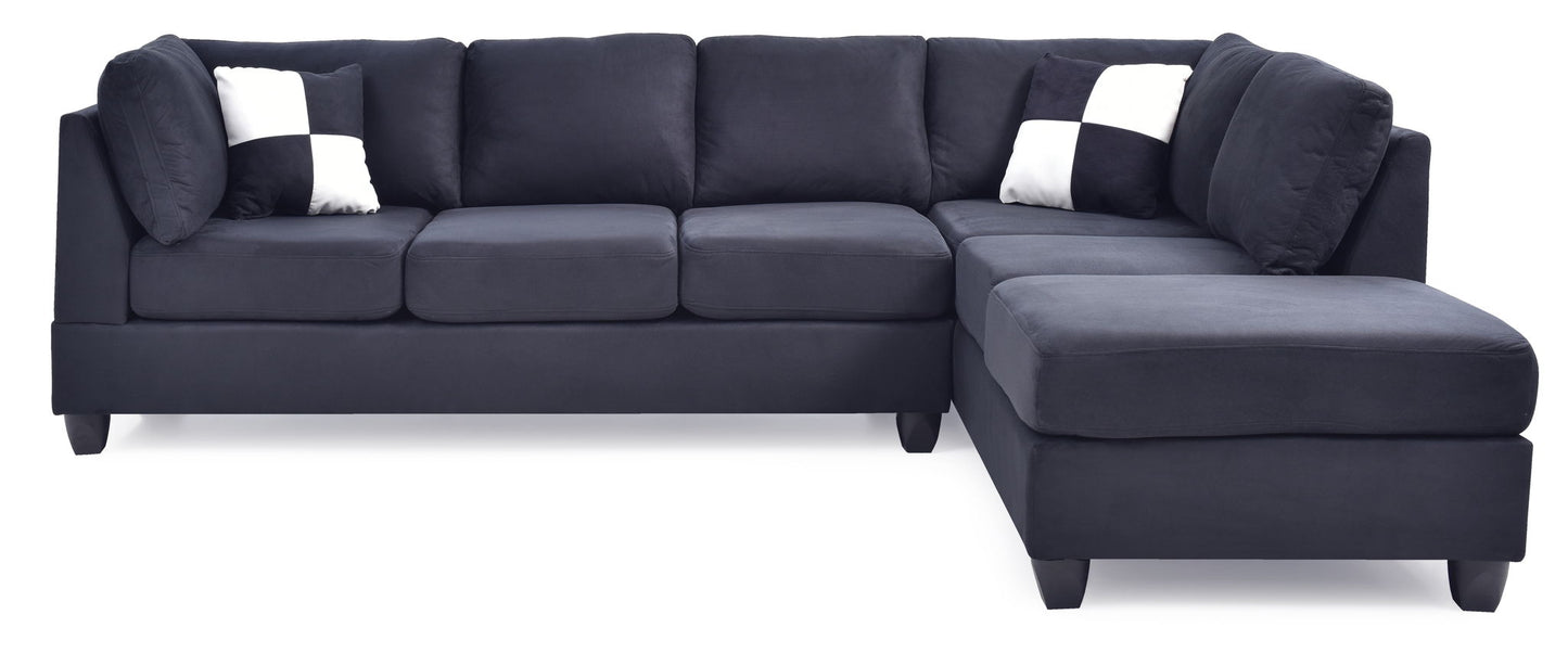Malone Comfort Sectional with chaise right/left in navy fabric, stationary sectional sofa on Tampa Home & Garden Store