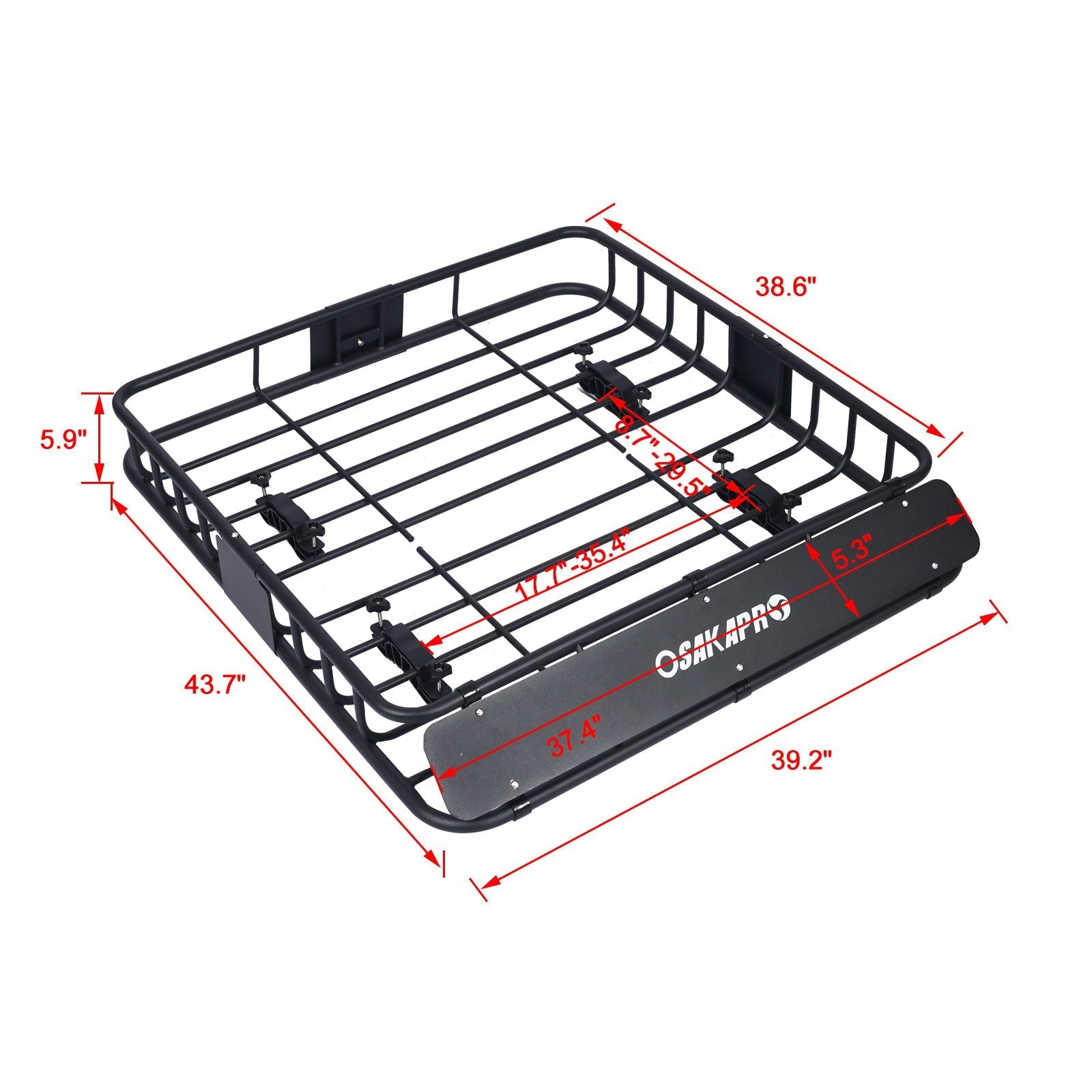 Rooftop cargo basket, black steel, universal fit, dimensions 38.6in x 43.7in, on Tampa Home & Garden Store