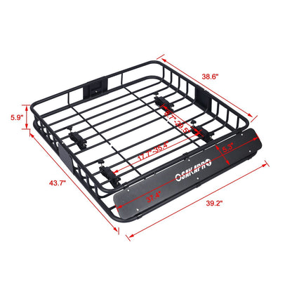 Rooftop cargo basket, black steel, universal fit, dimensions 38.6in x 43.7in, on Tampa Home & Garden Store