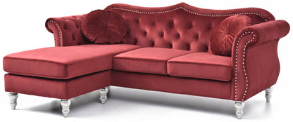 Hollywood Glam Sofa Chaise and Tufted Nailhead