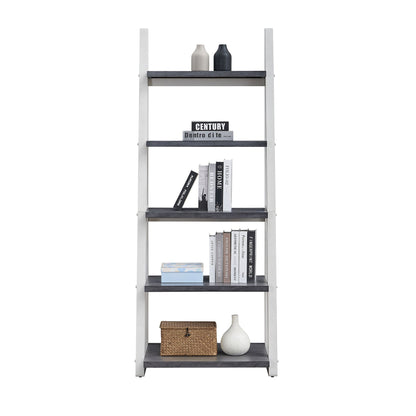 5-Tier ladder shelf with rubber wood frame in grey & white by HouseOfZazla books & decor on Tampa Home & Garden Store