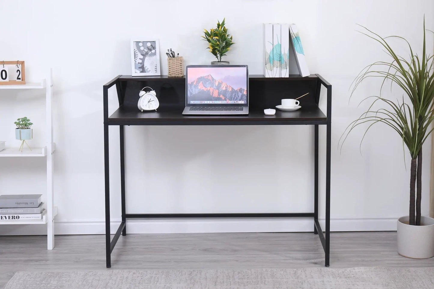 Console table black narrow modern entryway desk with metal frame and lower shelf on Tampa Home & Garden Store