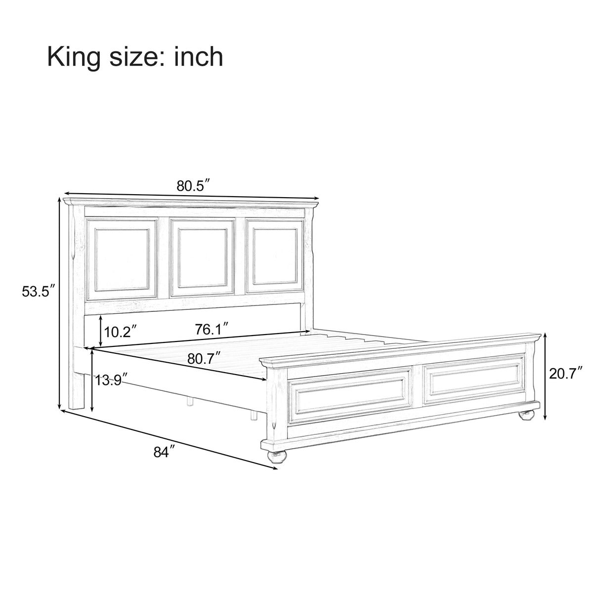 King size pinewood bed frame with tall headboard in rich brown, HouseOfZazla blueprint on Tampa Home & Garden Store