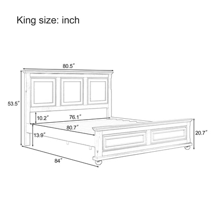 King size pinewood bed frame with tall headboard in rich brown, HouseOfZazla blueprint on Tampa Home & Garden Store