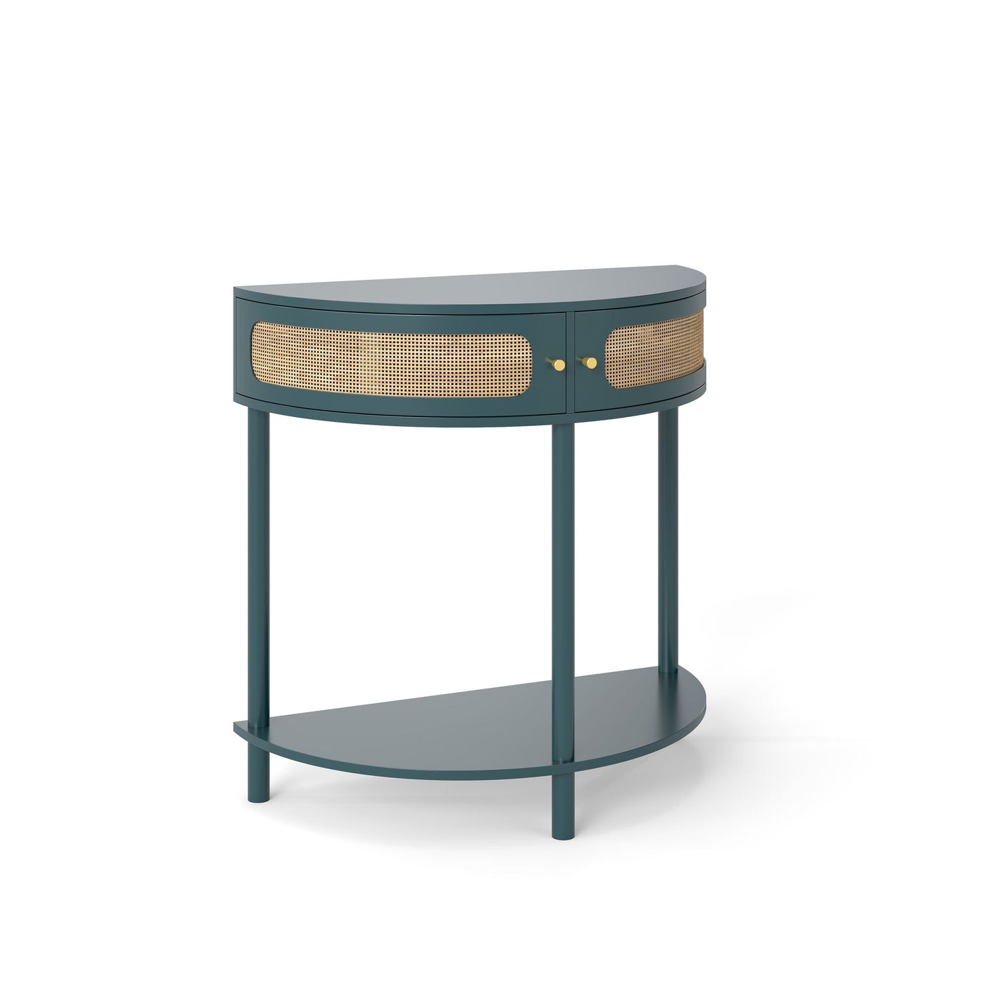 Boho Rattan End Table with sliding doors, storage and bottom shelf in teal HouseOfZazla on Tampa Home & Garden Store