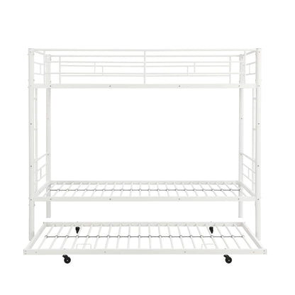 Bunk bed with trundle white metal frame with guard rails by Unique Piece Furniture on Tampa Home & Garden Store