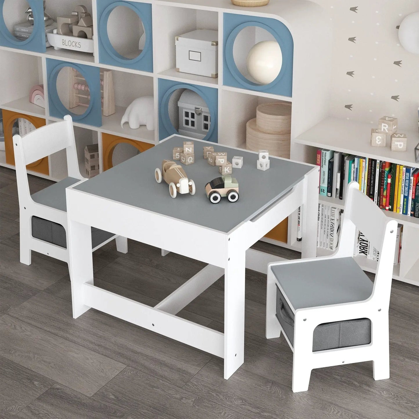 Kids Table and Chair Set 3 in 1 with Storage