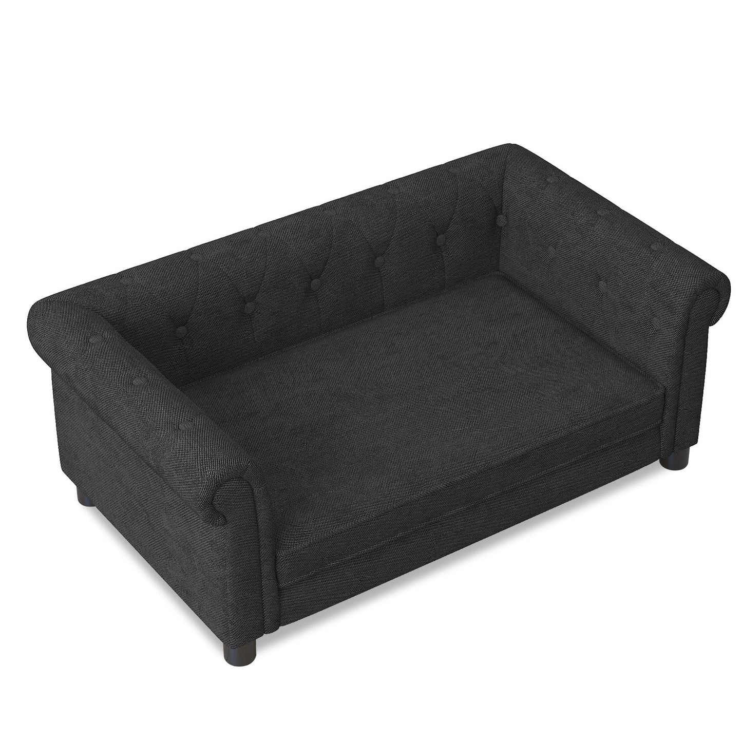 Modern Elegant Rectangle Pet Bed durable elevated dog sofa in charcoal gray fabric HouseOfZazla on Tampa Home & Garden Store