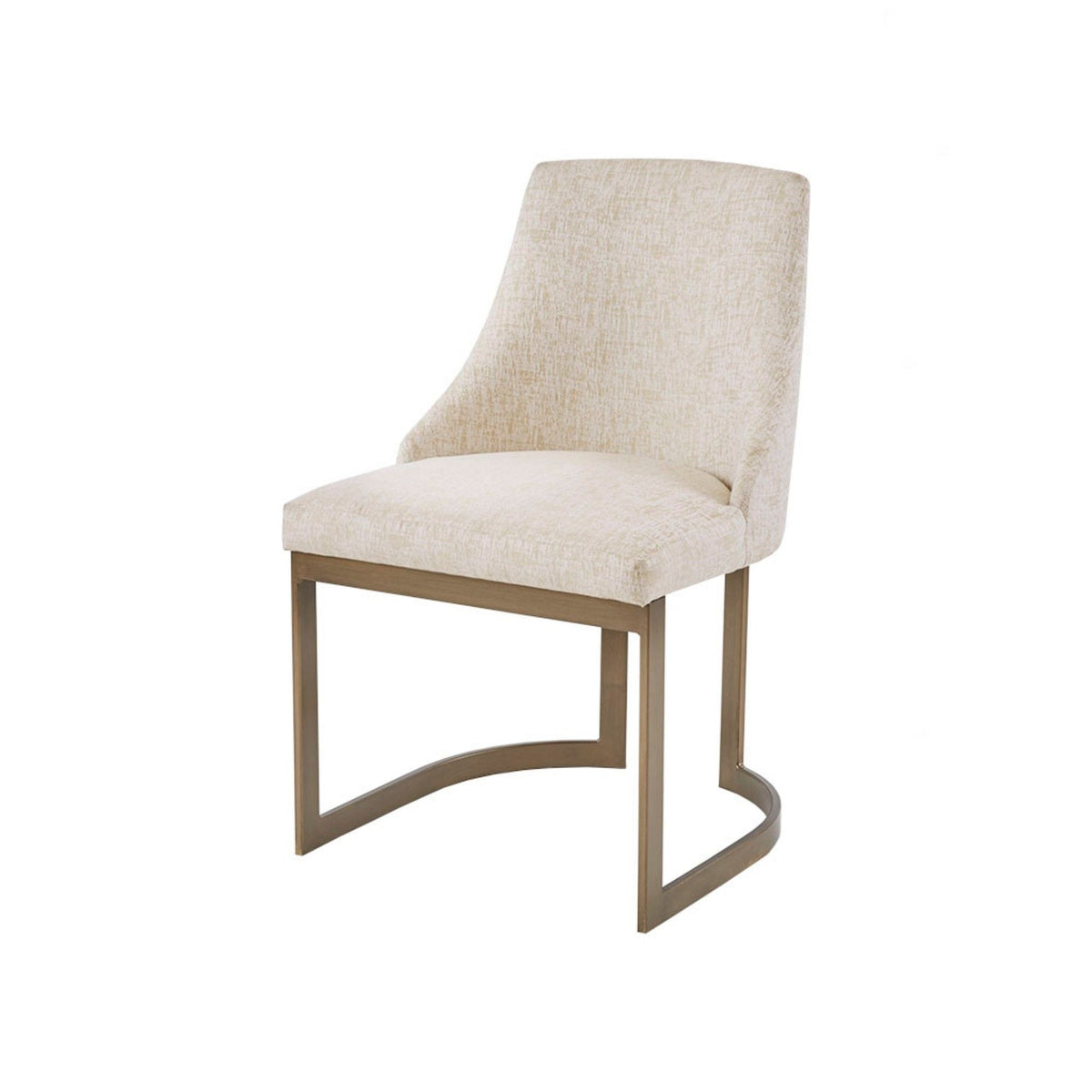 Modern accent dining chair beige upholstered with curved back and wooden legs HouseOfZazla on Tampa Home & Garden Store