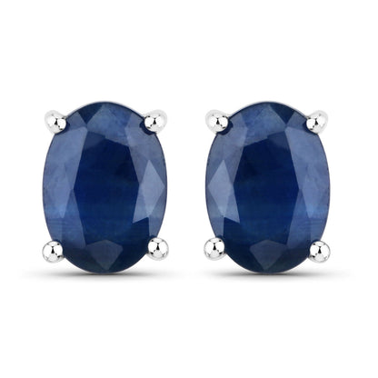 Blue sapphire oval stud earrings pair in 14K white gold by Bids.com 1.90 ct on Tampa Home & Garden Store