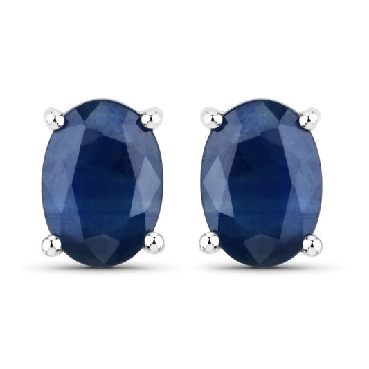 Blue sapphire oval stud earrings pair in 14K white gold by Bids.com 1.90 ct on Tampa Home & Garden Store