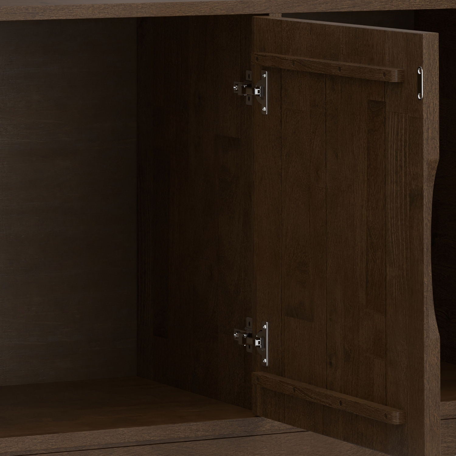 Harper 3-door sideboard storage cabinet walnut brown with metal hinges HouseOfZazla on Tampa Home and Garden Store