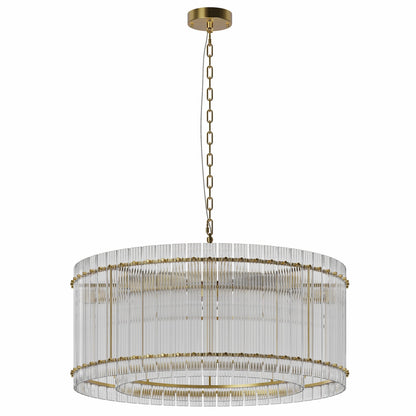 37in Modern Gold Round 8-Light Crystal Chandelier by HouseOfZazla with glass prisms on Tampa Home & Garden Store