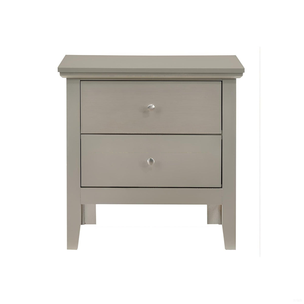 English Dovetailed Drawers Nightstand with nickel hardware in gray finish on Tampa Home & Garden Store