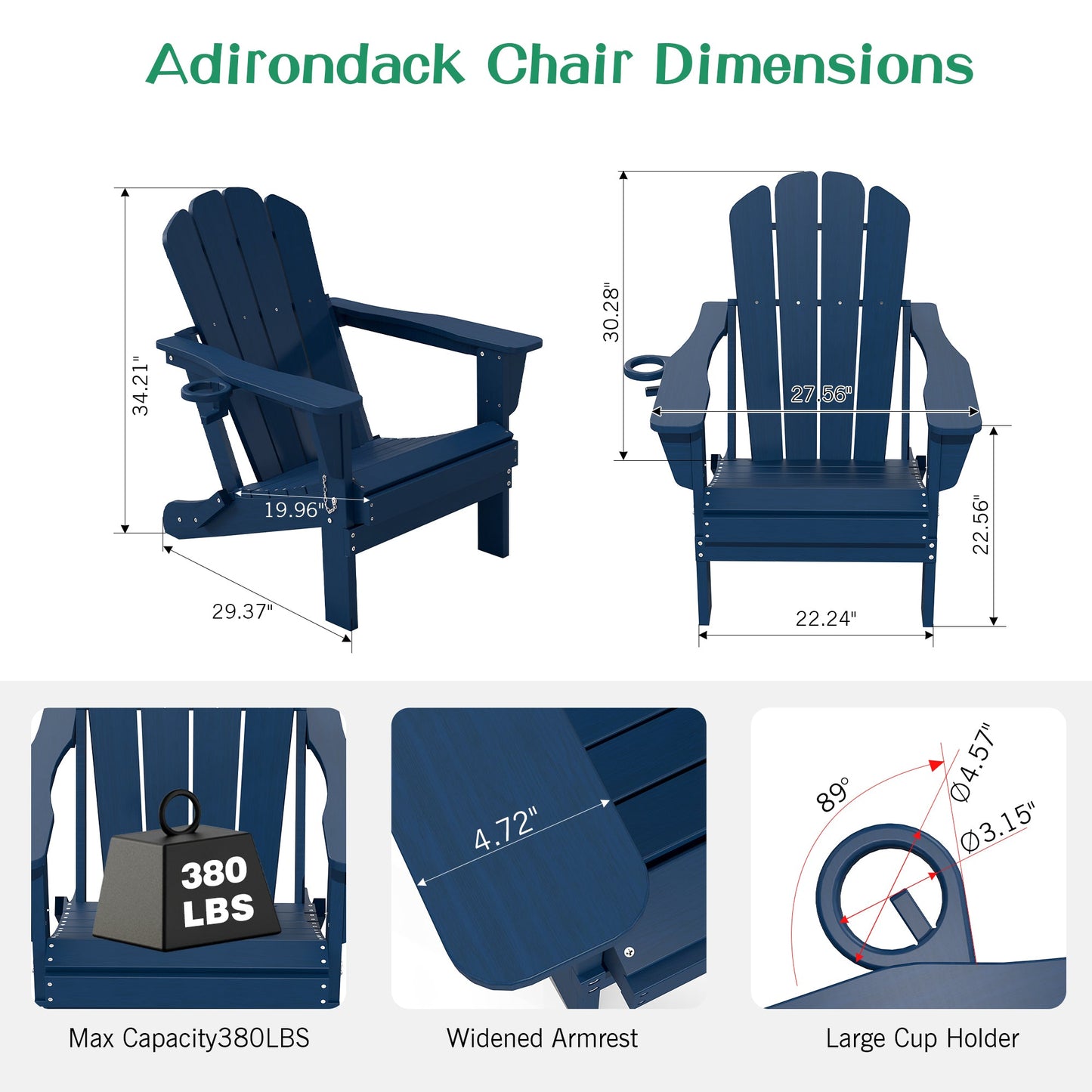 Adirondack Chairs Set of Two Plastic for Patio